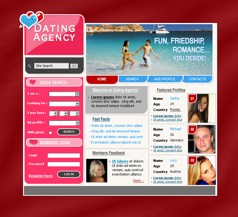 Dating Agency Weblayout.