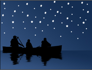  lake with a boat in a moon night in photoshop cs2
