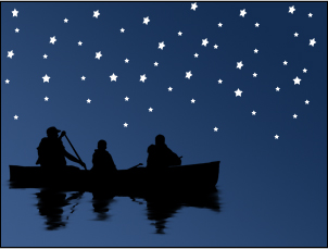  lake with a boat in a moon night in photoshop cs2