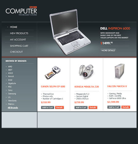 Computer Store Web Layout in Photoshop CS
