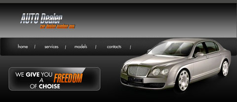 Header for auto dealer site in Photoshop CS