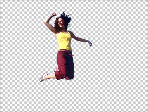 Create Beautiful young woman jumping in Photoshop CS3