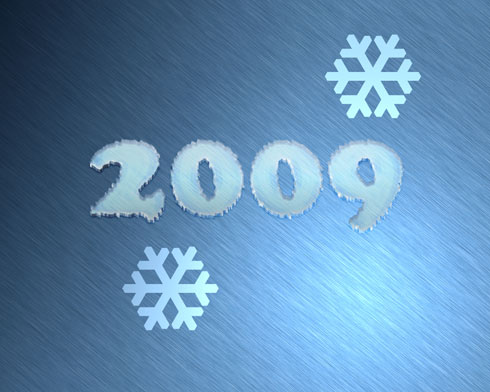 Make a christmas ice snowflake - 2009 year design in Photoshop CS4