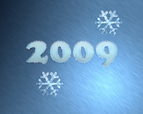 Make a christmas ice snowflake - 2009 year design in Photoshop CS4