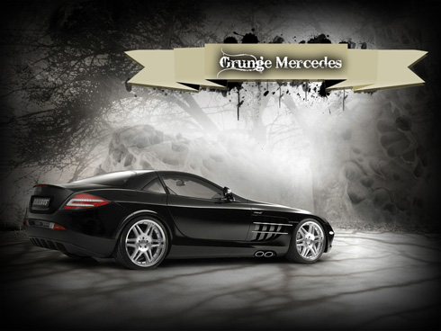 Design Grunge Mercedes Benz wallpaper in Adobe Photoshop CS4