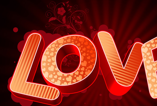 How to create 3D Love text composition in Adobe Photoshop CS4
