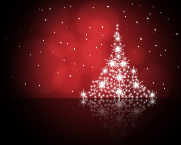 Create a Christmas Card – Christmas tree on red background in Adobe Photoshop CS5