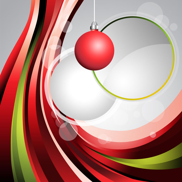 How to design an abstract Christmas illustration with colorful shapes and glass baubles in Adobe Photoshop CS5