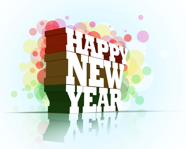 How to create abstract new year illustration with 3D typography using Adobe Photoshop CS5