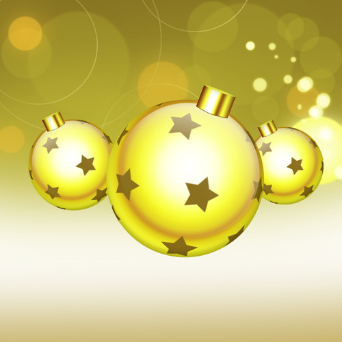 How to Create Happy New Year Greeting Card with Xmas balls on Snowflakes Background in Photoshop CS6