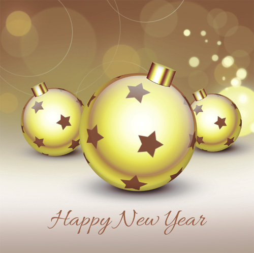 How to Create Happy New Year Greeting Card with Xmas balls on Snowflakes Background in Photoshop CS6