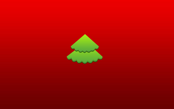 Christmas Greeting Card - Christmas Green Tree on Red Background in Adobe Photoshop CS6