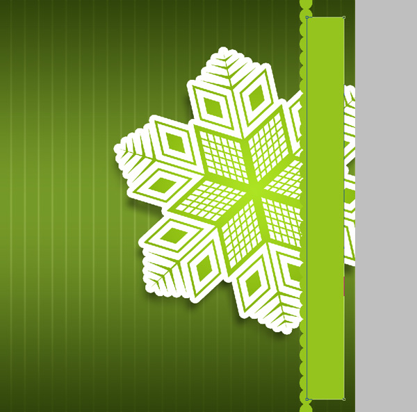 Merry Christmas Card – Paper Snowflakes on Green Background in Adobe Photoshop CS6