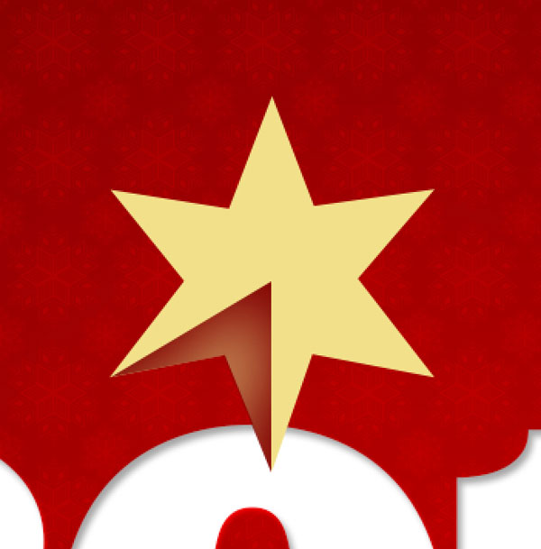 New Year Greeting Card - Golden Stars and Snowflakes on a Red Background in Adobe Photoshop CS6