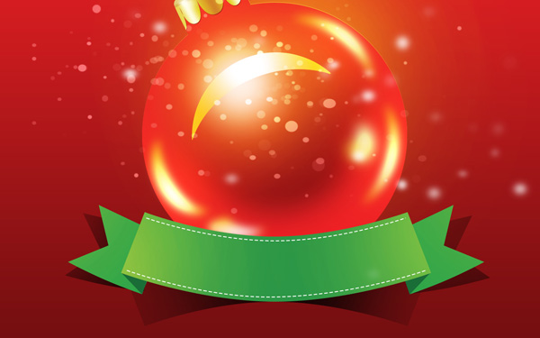 How to create Greeting Card with Christmas ball and Green Ribbon in Adobe Photoshop CS6