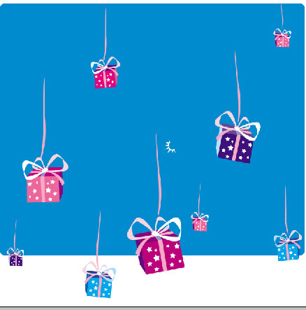 Gifts snowing on Christmas in Photoshop CS