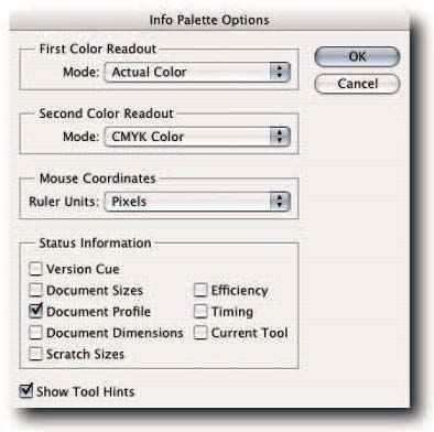 Palettes Info Photoshop CS2