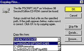 Copy files from C:WindowsOptionsCabs.