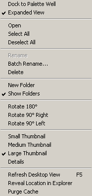 File Browser palette menu