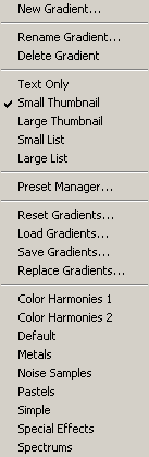 gradient palette menu
