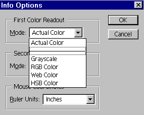 info palette options menu