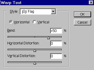 warp text dialog box