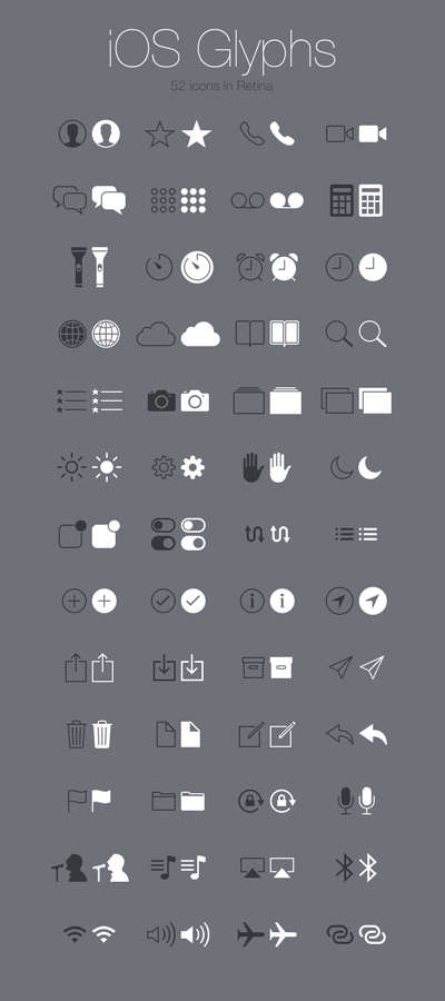 Free iOS 7 Glyphs Icons PSD