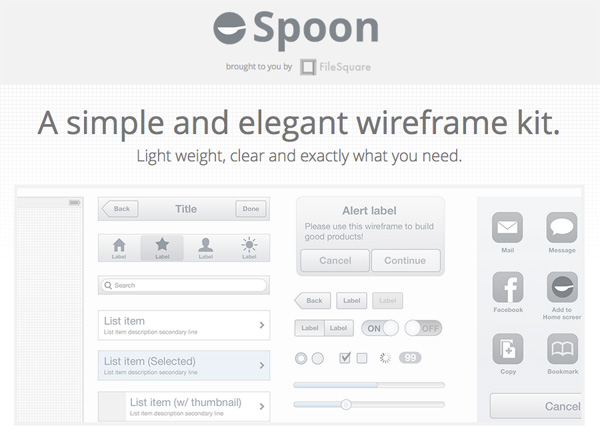 Spoon A simple and elegant wireframe kit