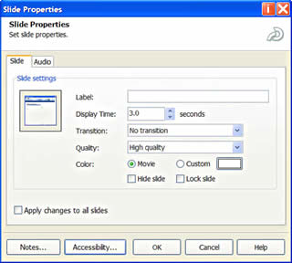 Slide Properties dialog box