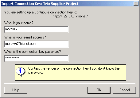 Figure 3. The Import Connection Key dialog box.