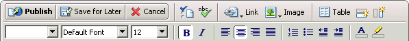 Figure 5. The Edit toolbar in the Contribute editor.