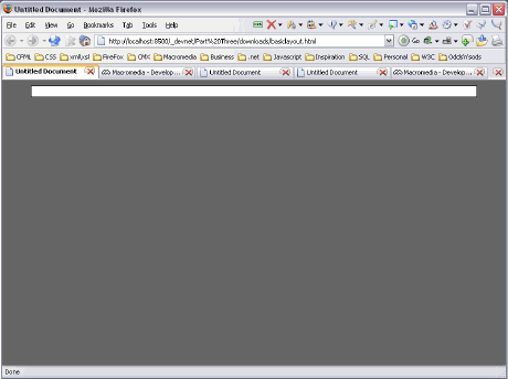 The wrapper div centered in the Firefox browser window