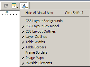 The Visual Aids menu in the document toolbar