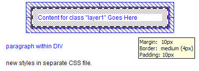 Styles shown with the CSS Layout Box Model visual aid enabled