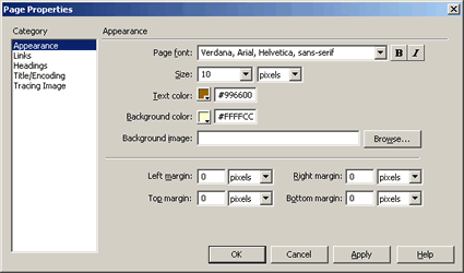 Figure 2. The Page Properties dialog box.