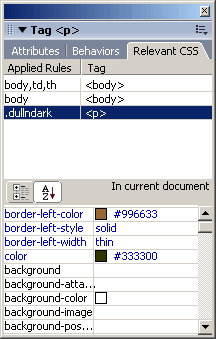 Figure 5.  The Tag inspector.