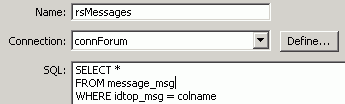 Entering SQL code in the SQL text area