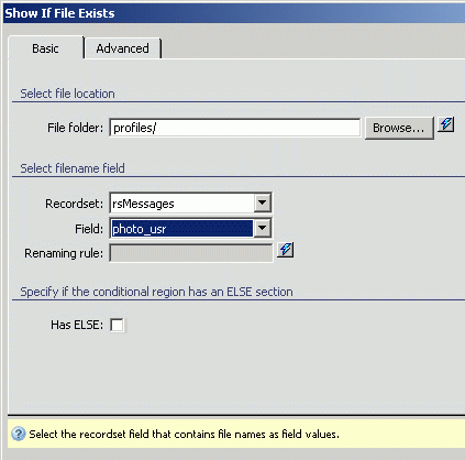 Show if File Exists dialog box