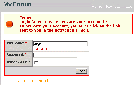 Inactive user receiving a warning message