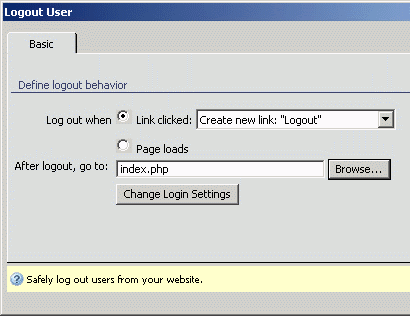 Configuring the Logout User behavior