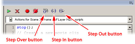 Script navigation buttons in the Debugger panel