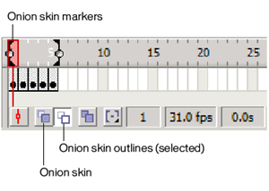 Clicking one of these buttons to enable onion skinning