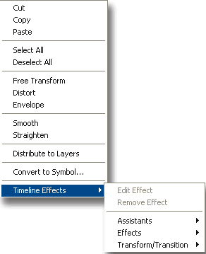Navigating to Timeline Effects settings through an object's context menu
