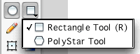 The PolyStar tool, a subtool of the Rectangle tool