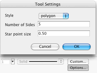 Changing number of sides of a polygon using the Polygon options settings