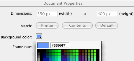 Changing the background color in the Document Properties dialog box