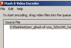 Cue window of the Flash Video Encoder
