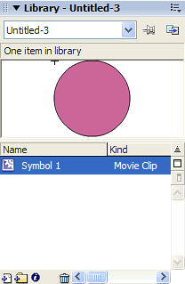 Figure 10. Library panel showing a movie clip symbol