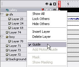 Converting an ordinary layer to a guide layer