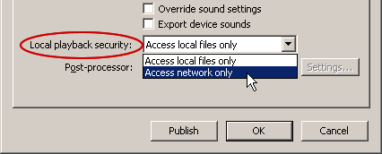 Setting local playback security to access the network only